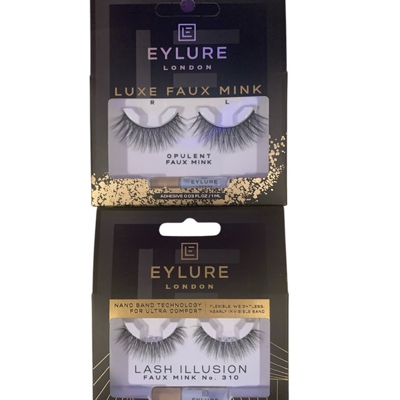 2 sets Eylure London Black Faux Mink Voluminous Lashes for Dramatic Eye Looks - Picture 1 of 6